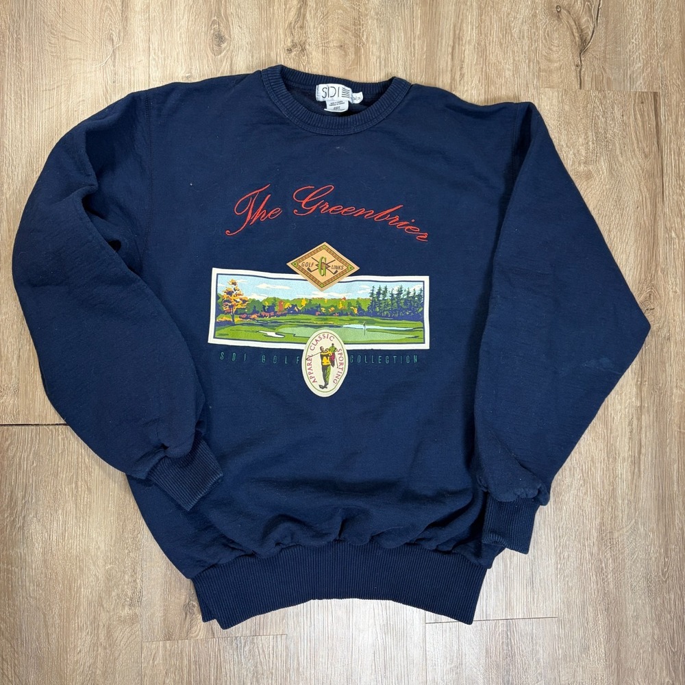 SDI The Greenbrier Sweatshirt Navy Blue Size Medium Pullover Vintage Long Sleeve